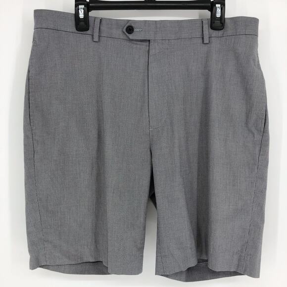 DANIEL CREMIEUX Signature 9" Shorts 36W Grey Flat-Front Micro Pattern S95HT402 - Picture 1 of 6